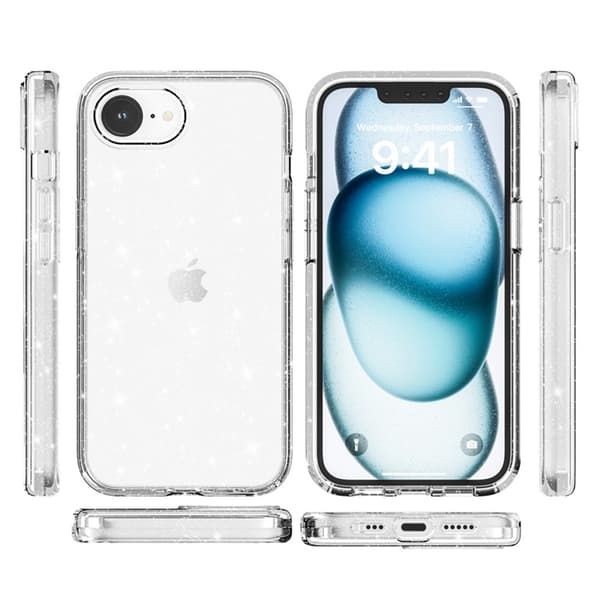 iPhone 16e Skal Glitter Transparent