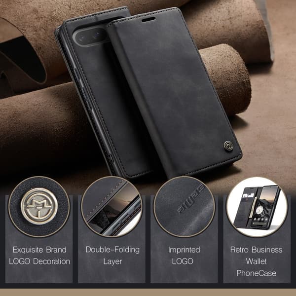 CaseMe Slim Plånboksfodral Google Pixel 10 Svart