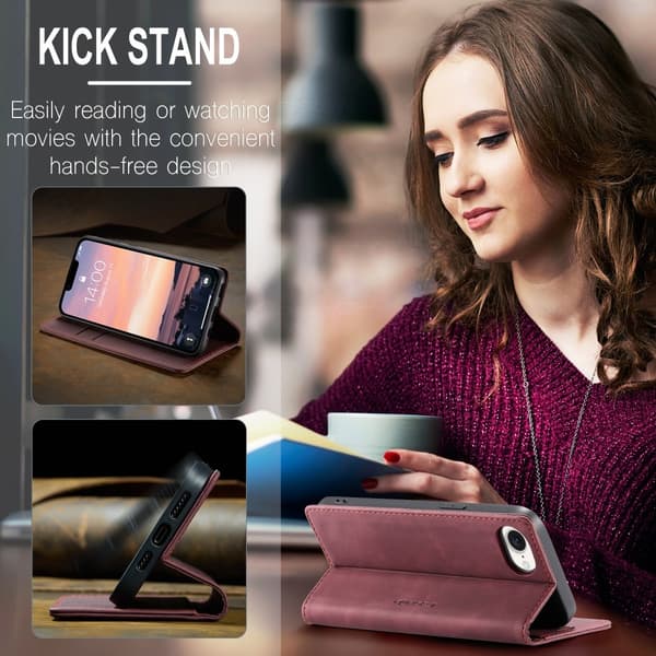CaseMe Slim Plånboksfodral iPhone 16e Röd