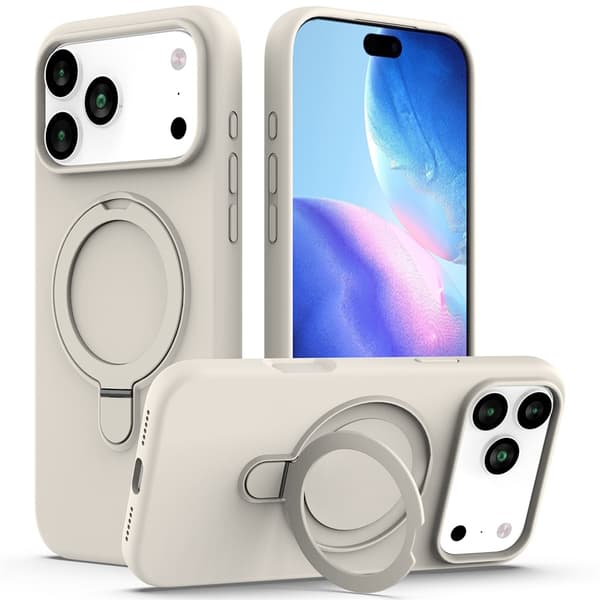 Silikonskal Kickstand MagSafe iPhone 17 Pro Max Beige