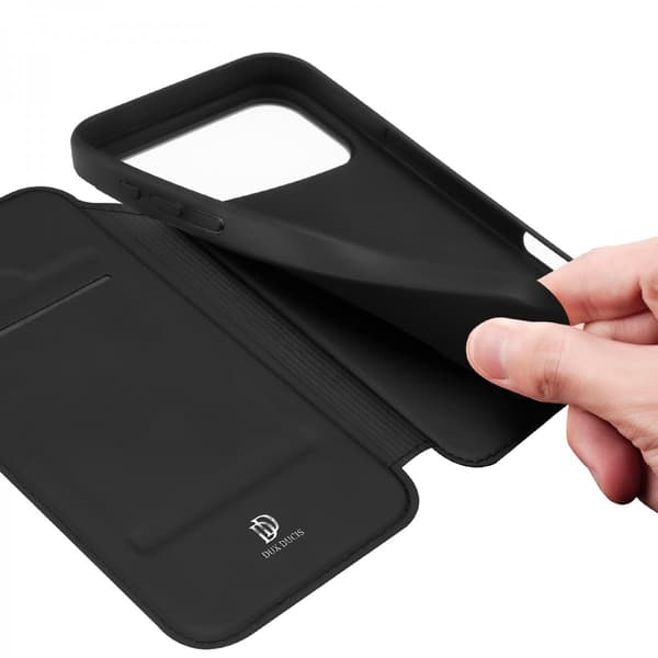 Dux Ducis Plånboksfodral till iPhone 18 Pro Max med kortfack och ställ Svart