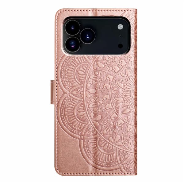 Plånboksfodral Mandala till iPhone 18 Pro med ställ Roséguld