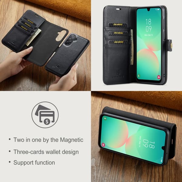 DG.MING 2-in-1 Magnet Wallet Samsung Galaxy A26 Black