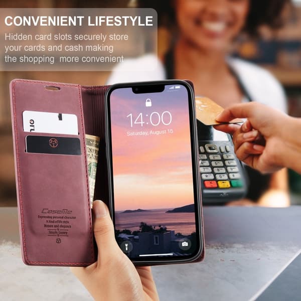 CaseMe Slim Plånboksfodral iPhone 16e Röd