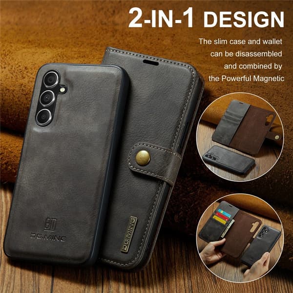 DG.MING 2-in-1 Magnet Wallet Samsung Galaxy S26 Plus Brown