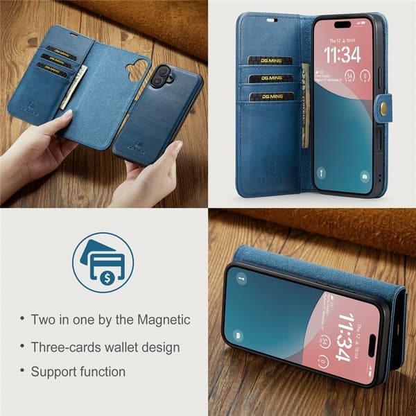 DG.MING 2-in-1 Magnet Wallet iPhone 17 Blue