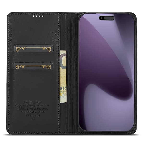 LC.IMEEKE Plånboksfodral till iPhone 18 Pro Max med kortfack och ställ Svart