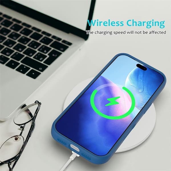 Silikonskal till iPhone 18 Pro Max stöttåligt Blå