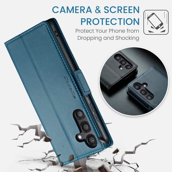 CaseMe Slim Plånboksfodral RFID-skydd Samsung Galaxy S24 FE Blå