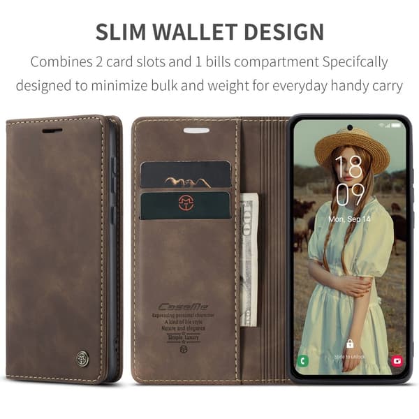 CaseMe Slim Plånboksfodral Samsung Galaxy A36 Brun