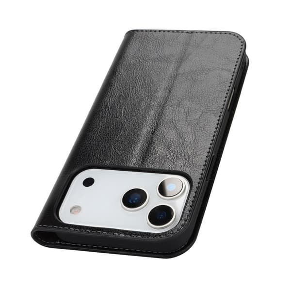 Mobilfodral iPhone 17 Pro Max Äkta Läder Svart