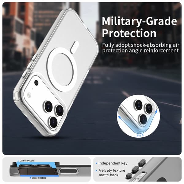 Hybridskal till iPhone 18 Pro Max MagSafe stöttåligt Vit