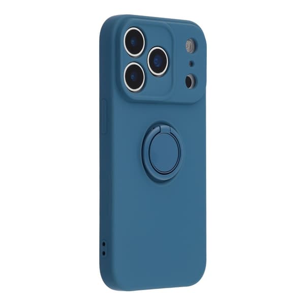 Silikonskal till iPhone 18 Pro Max med ringhållare och rem Midnattsblå