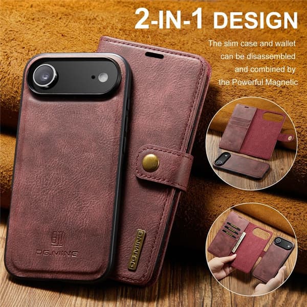 DG.MING 2-in-1 Magnet Wallet iPhone Air Red
