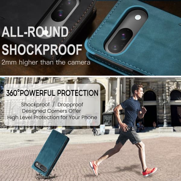 CaseMe Slim Plånboksfodral Google Pixel 10 Blå