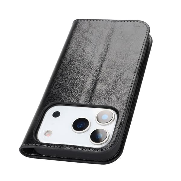 Mobilfodral iPhone 17 Pro Äkta Läder Svart