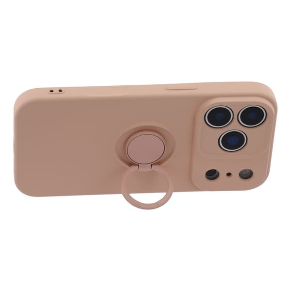 Silikonskal till iPhone 18 Pro Max med ringhållare och rem Rosa