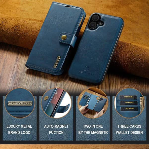 DG.MING 2-in-1 Magnet Wallet iPhone 17 Blue