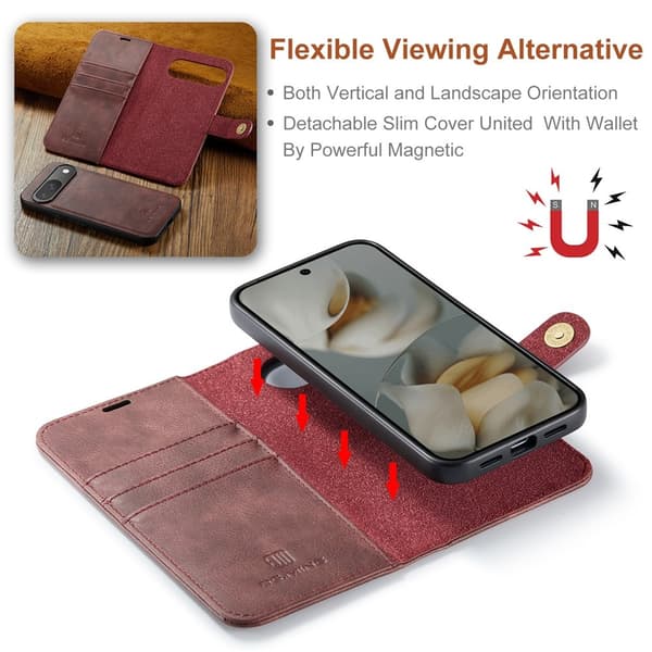 DG.MING 2-in-1 Magnet Wallet Google Pixel 10 Pro Red