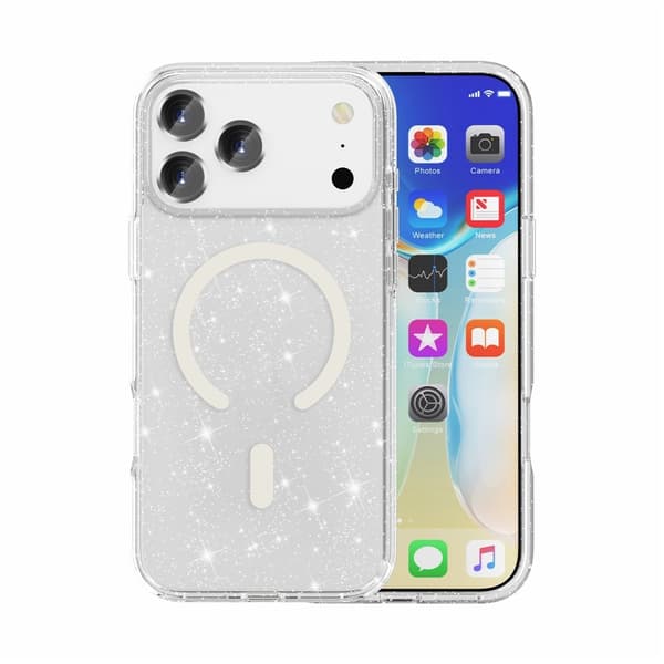 Glitter MagSafe Skal iPhone 17 Pro Max Transparent