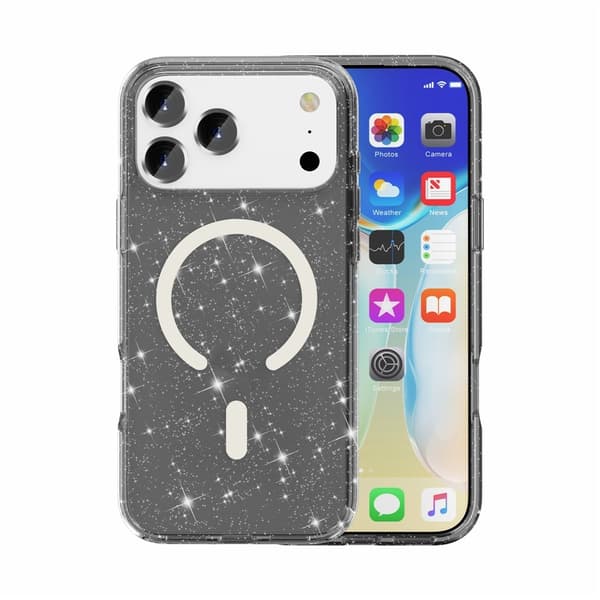 Glitter MagSafe Skal iPhone 17 Pro Max Transparent Svart