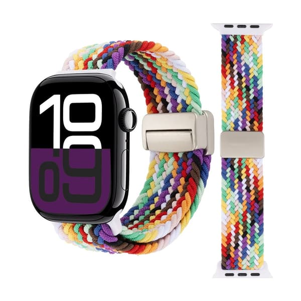 Elastiskt Vävd Nylonarmband Apple Watch Series 11 42mm Regnbåge
