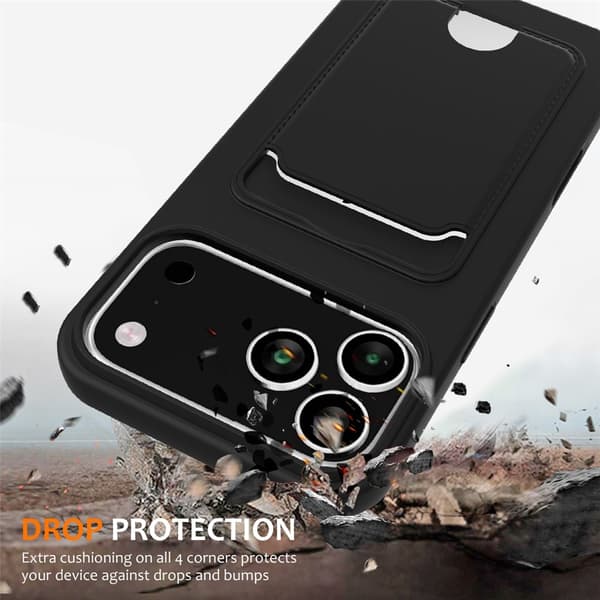 Skal iPhone 17 Pro Max Halsband & Kortfack Svart
