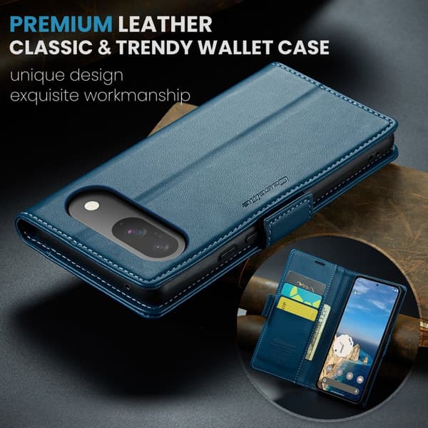 CaseMe Slim Plånboksfodral RFID-skydd Google Pixel 10 Blå