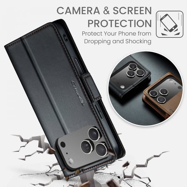 CaseMe Slim Plånboksfodral RFID-skydd iPhone 17 Pro Svart