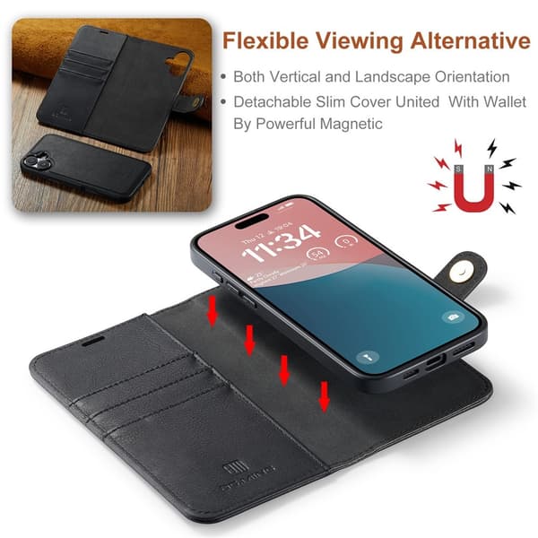 DG.MING 2-in-1 Magnet Wallet iPhone 17 Black
