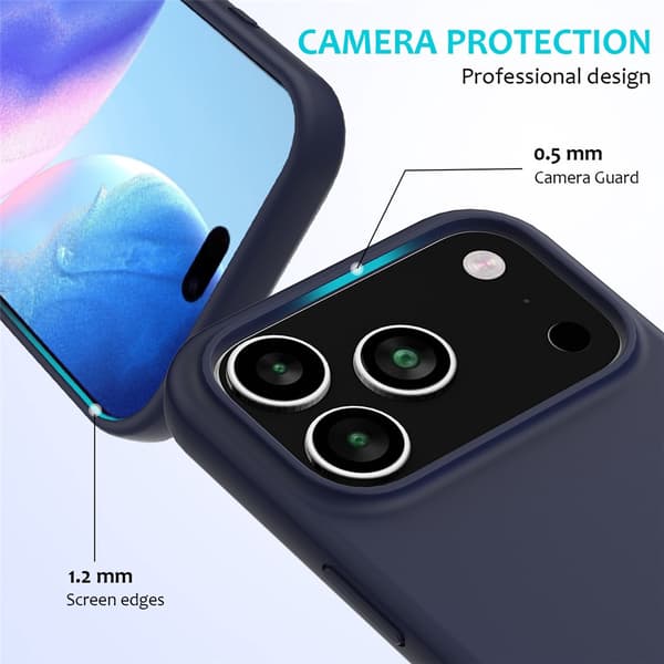 Silikonskal till iPhone 18 Pro Max stöttåligt Midnattsblå