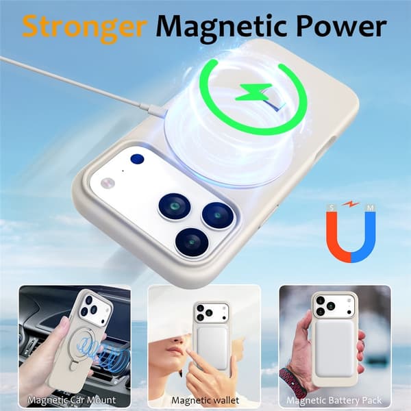 Silikonskal Kickstand MagSafe iPhone 17 Pro Beige
