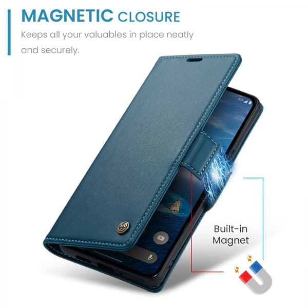 CaseMe Slim Plånboksfodral RFID-skydd Google Pixel 10 Blå