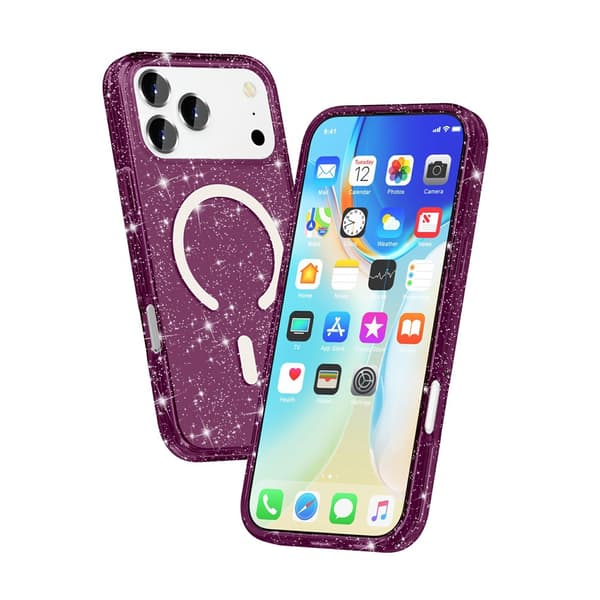 Mobilskal Glitter till iPhone 18 Pro Max MagSafe Röd