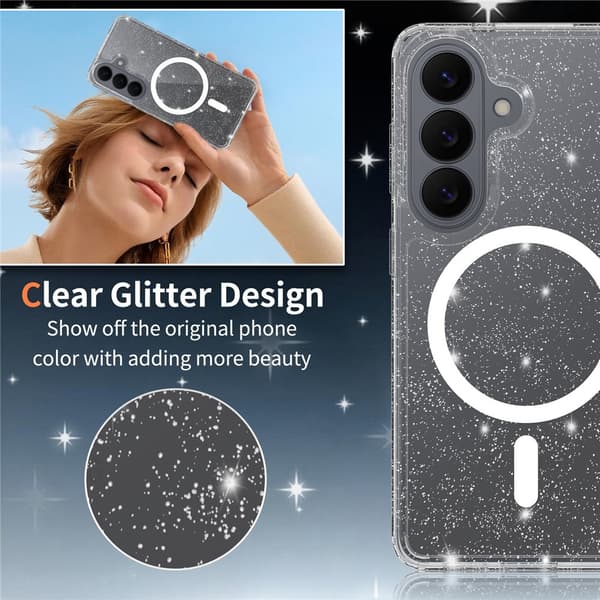 Glitter MagSafe Skal Samsung Galaxy S26 Transparent