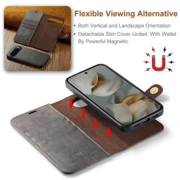 DG.MING 2-in-1 Magnet Wallet Google Pixel 10 Pro XL Brown