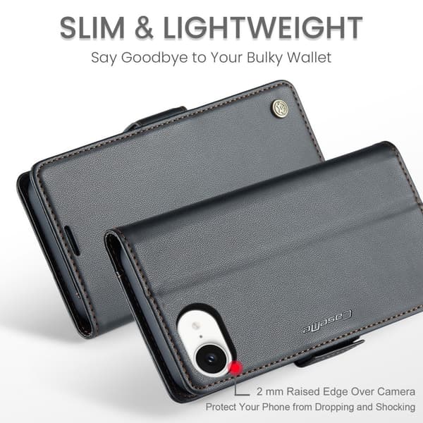 CaseMe Slim Plånboksfodral RFID-skydd iPhone 16e Svart