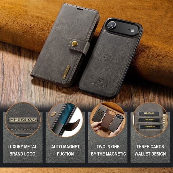 DG.MING 2-in-1 Magnet Wallet iPhone Air Brown