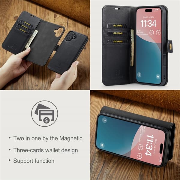 DG.MING 2-in-1 Magnet Wallet iPhone 17 Black