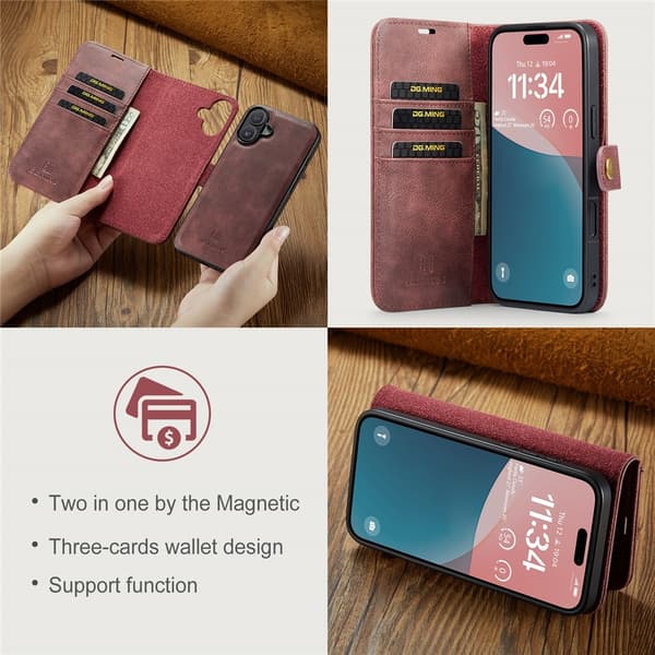 DG.MING 2-in-1 Magnet Wallet iPhone 17 Red