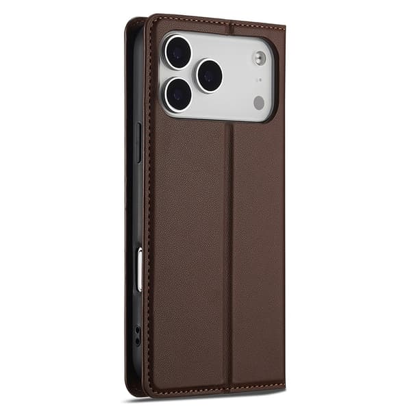 LC.IMEEKE Plånboksfodral till iPhone 18 Pro Max med kortfack och ställ Brun