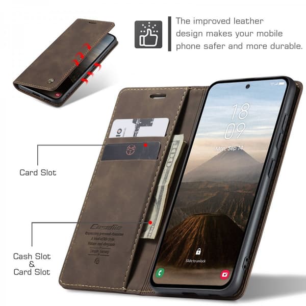 CaseMe Slim Plånboksfodral Samsung Galaxy S25 FE Brun