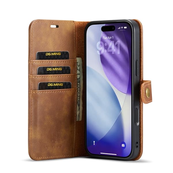 DG.MING 2-in-1 Magnet Wallet iPhone 17 Pro Max Cognac