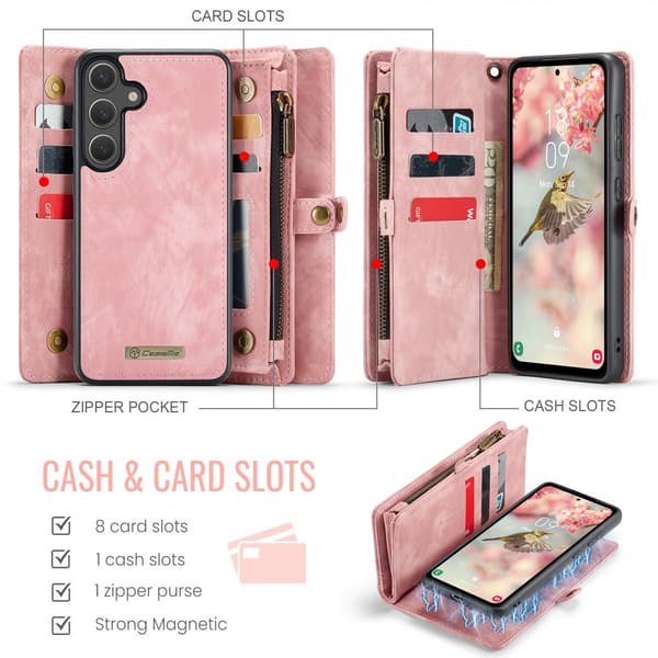 CaseMe Multi-Slot 2 i 1 Plånboksfodral Galaxy S26 Rosa
