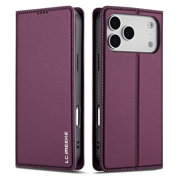 LC.IMEEKE Plånboksfodral till iPhone 18 Pro Max med kortfack och ställ Lila