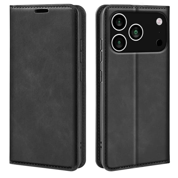 Plånboksfodral Skin-touch till iPhone 18 Pro Max med kortfack Svart