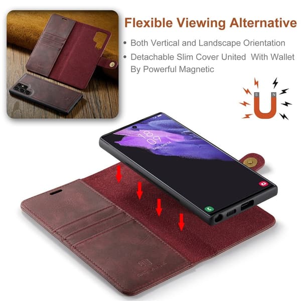 DG.MING 2-in-1 Magnet Wallet Samsung Galaxy S26 Ultra Red