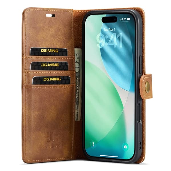 DG.MING 2-in-1 Magnet Wallet iPhone Air Cognac