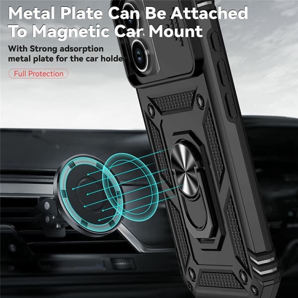 Hybridskal iPhone 17 Ring + Kameraskydd Svart