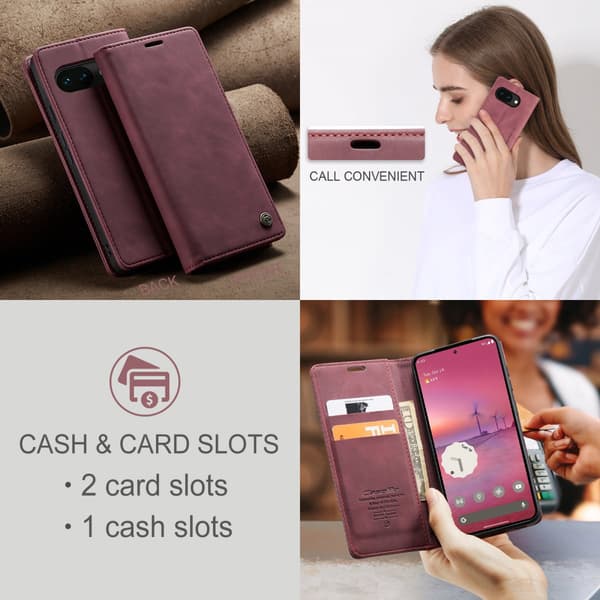CaseMe Slim Plånboksfodral Google Pixel 10a Röd